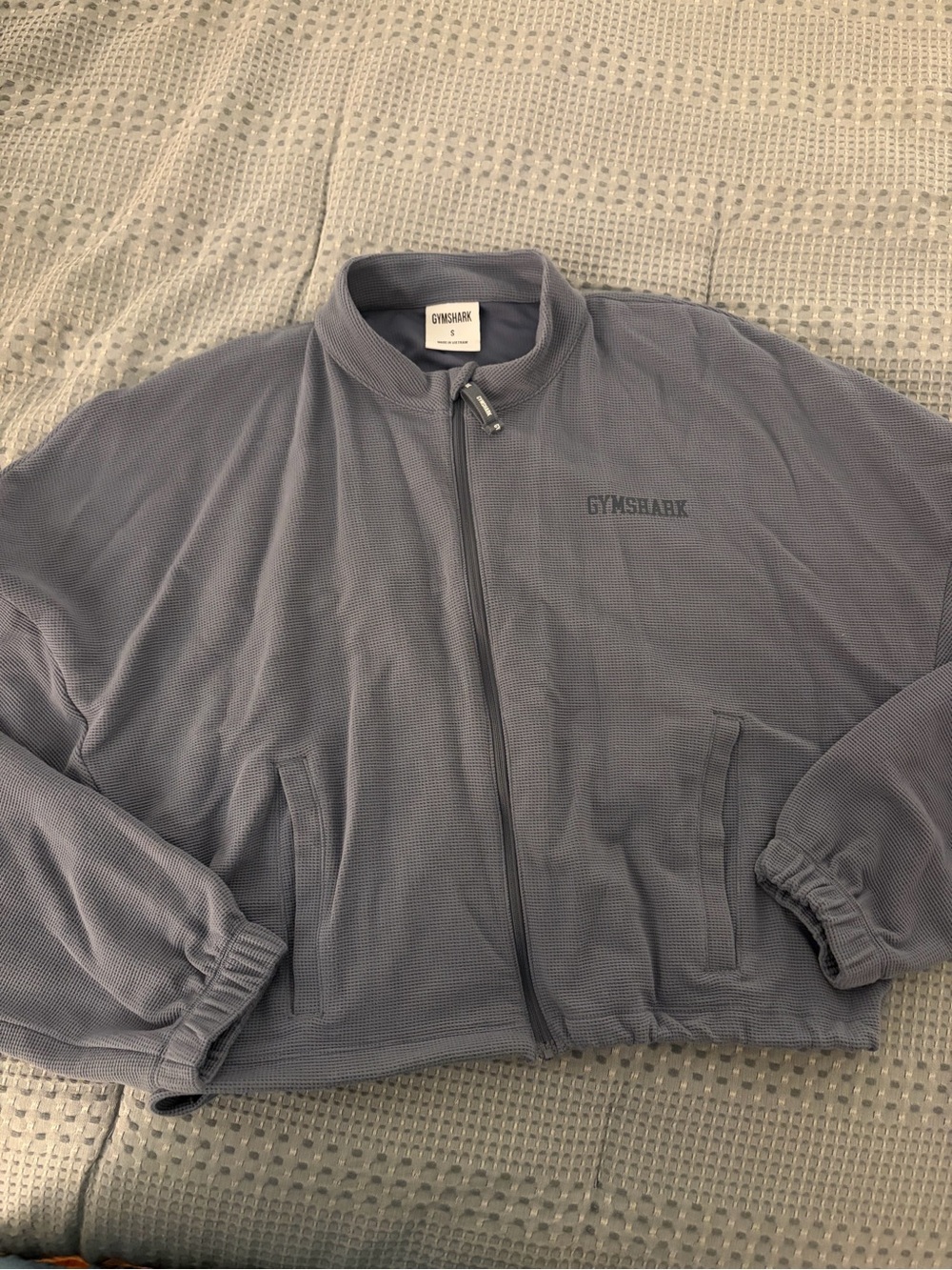 Gymshark Cropped Lightweight Zip Front Jacket - Dusty Blue